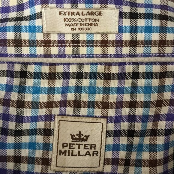 Men's "Peter Millar" Multi Colored Checked Long Sleeve Button Shirt; Size XL - Picture 3 of 4
